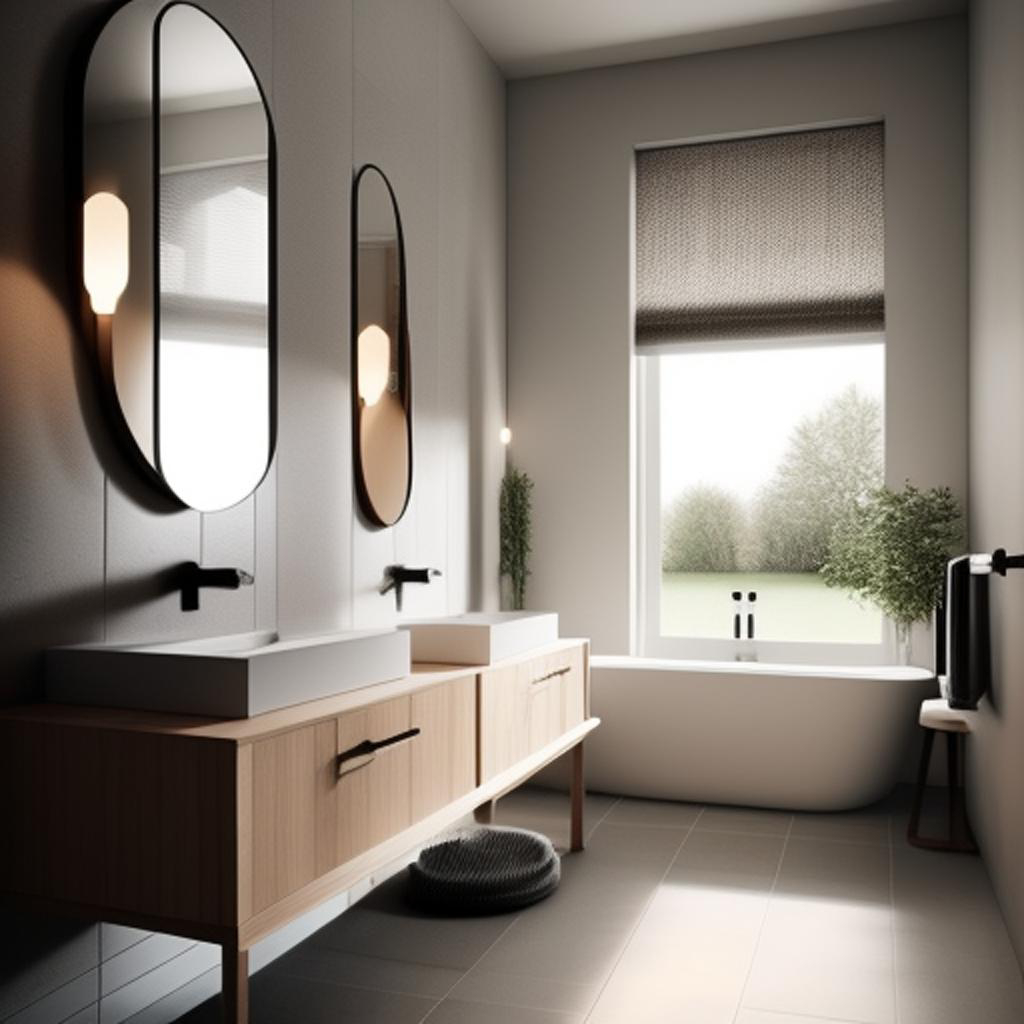 AI-generated contemporary bathroom design with minimalist features.