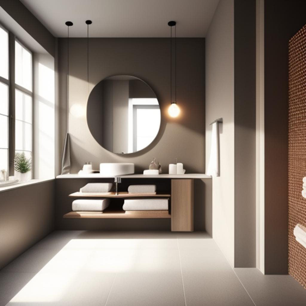 "Smart technology integrated into modern bathroom design by AI algorithms."