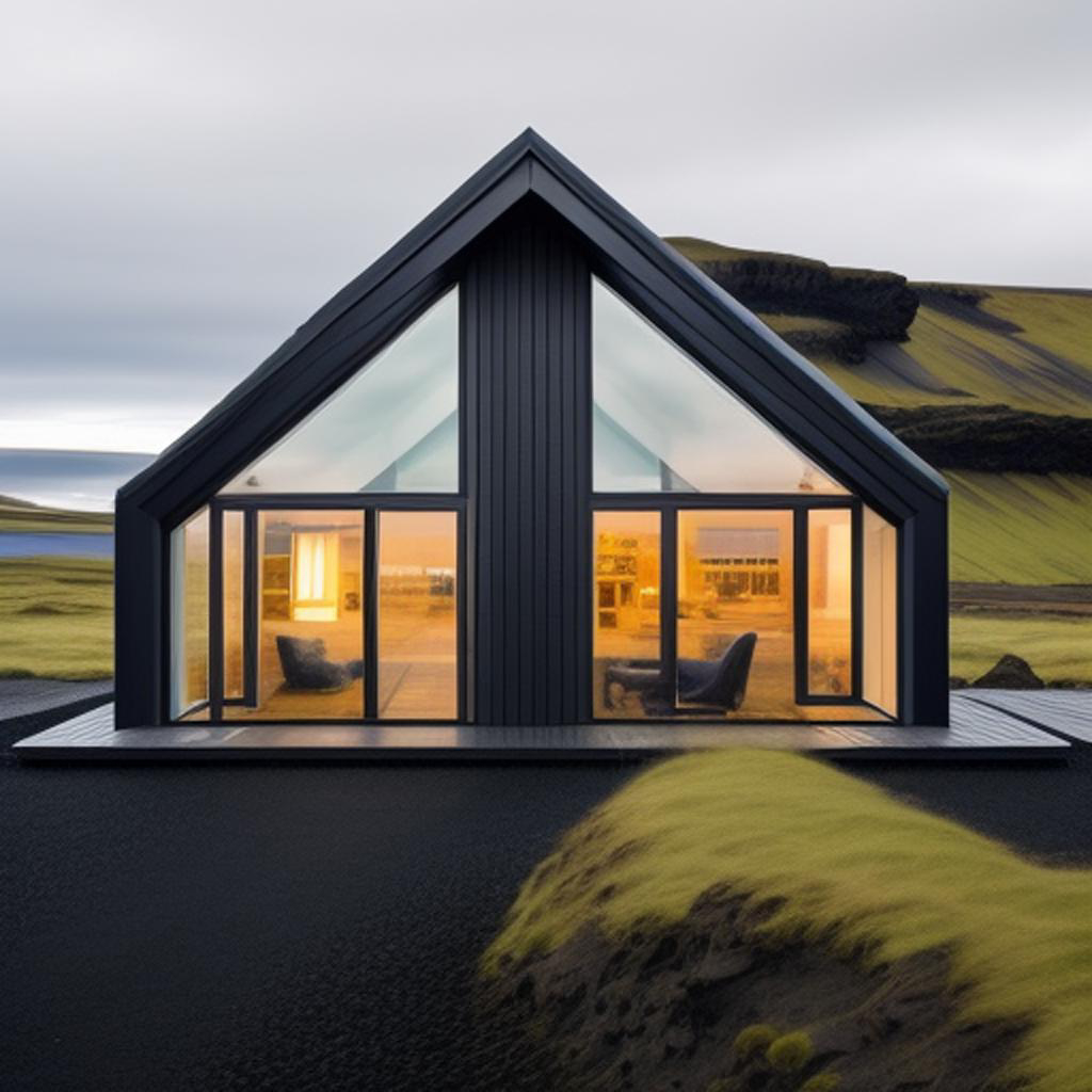 "A modernistic residence featuring Nordic-inspired design against Iceland's landscape."

