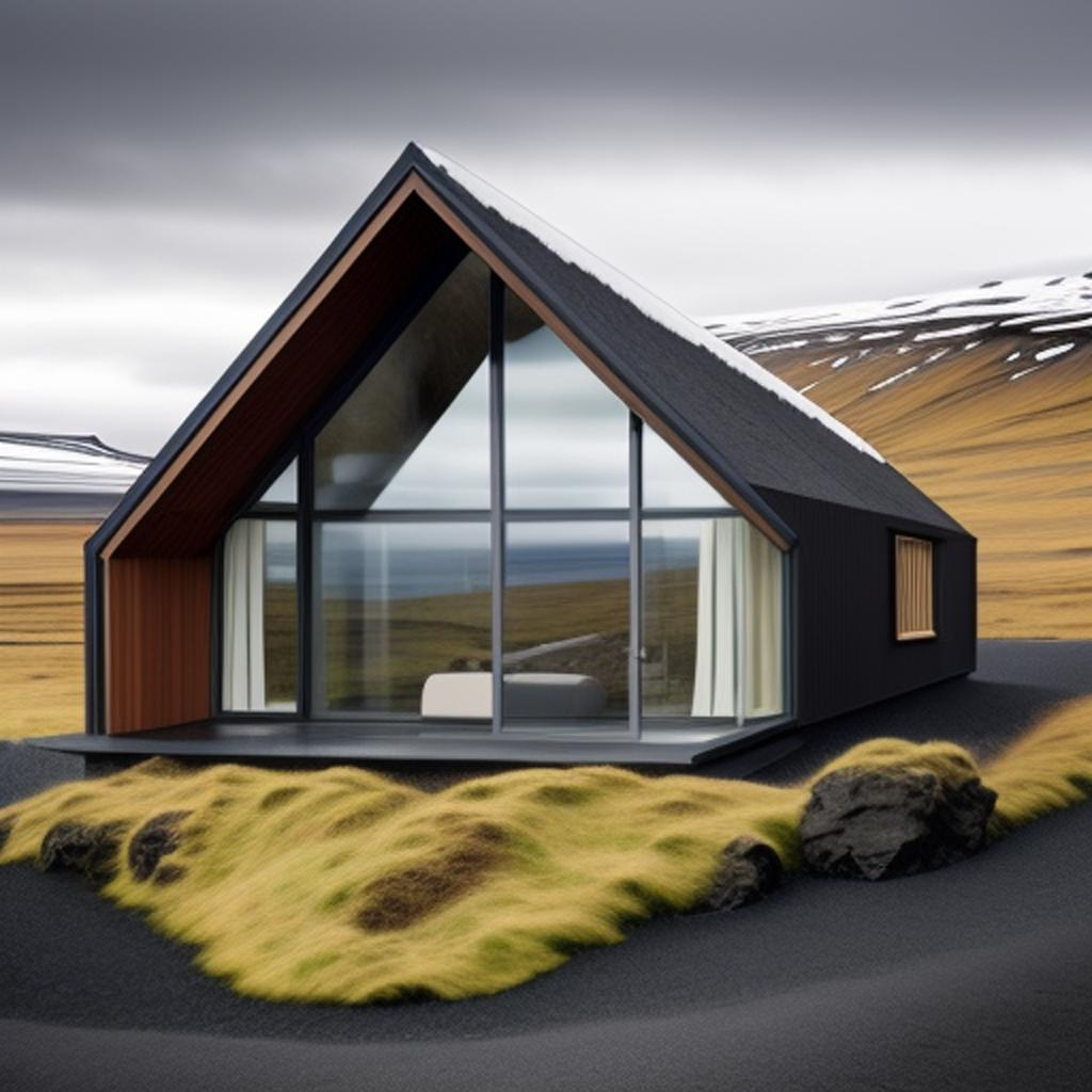 "A minimalist house with a smart design, harmonizing with Iceland's natural elements.