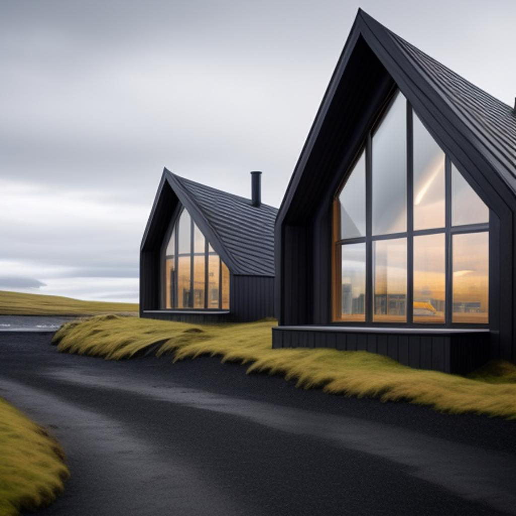 A modern eco-friendly residence blending seamlessly with Iceland's scenic beauty."