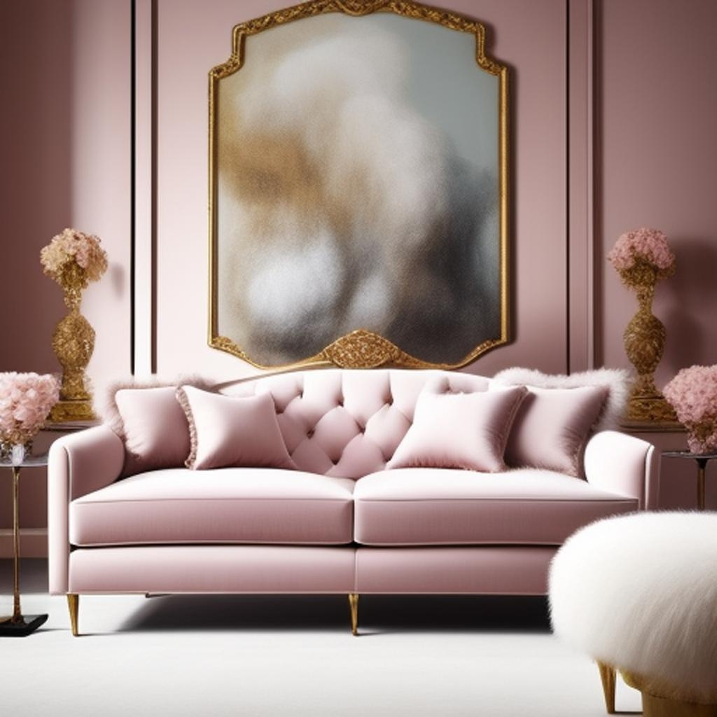 Indulge in the sophistication of Fluffy Muffy Chic as this living room unfolds a tapestry of elegant seating and enchanting wall embellishments."