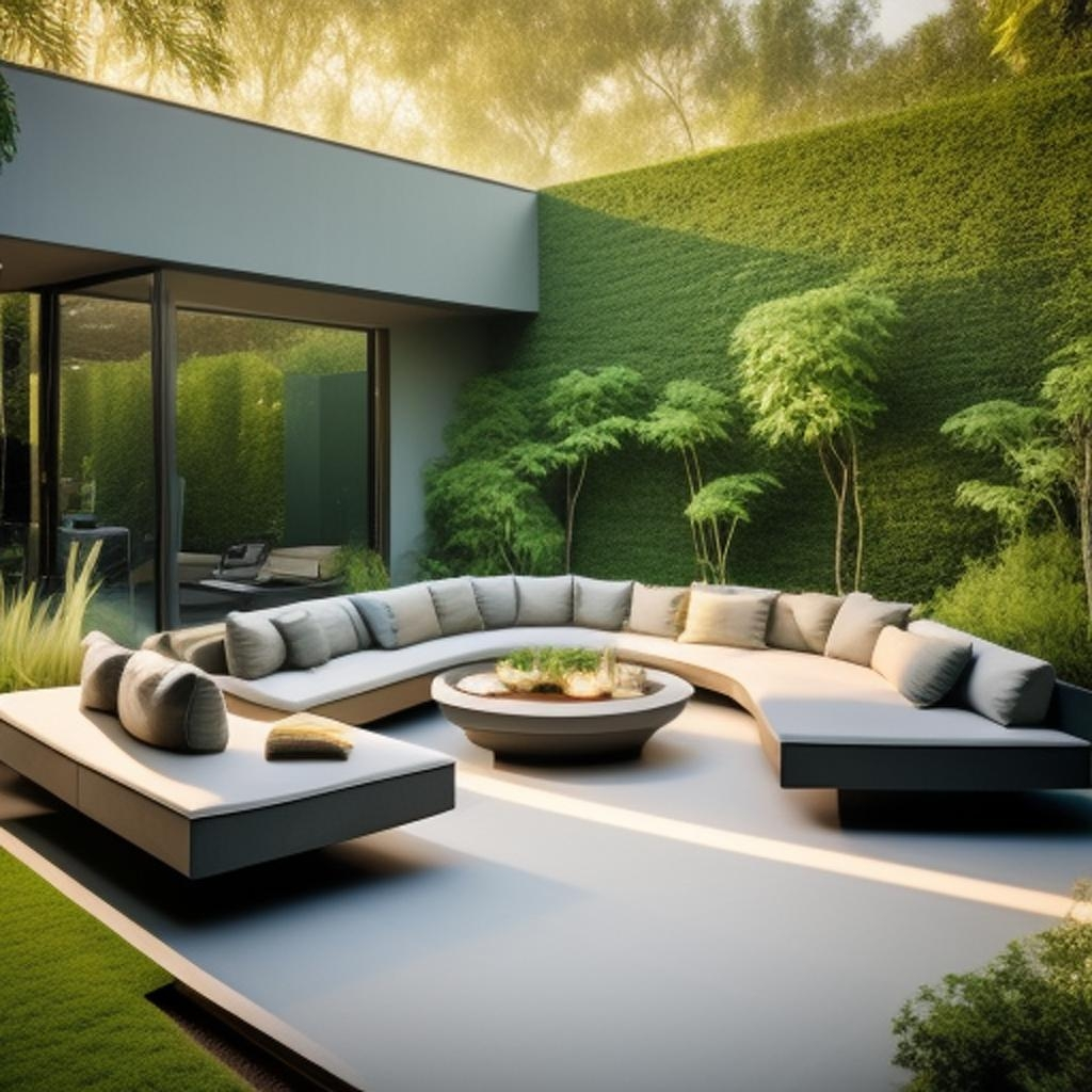 Step into a seamless symphony where modern living and the allure of a backyard garden converge in a visual masterpiece.