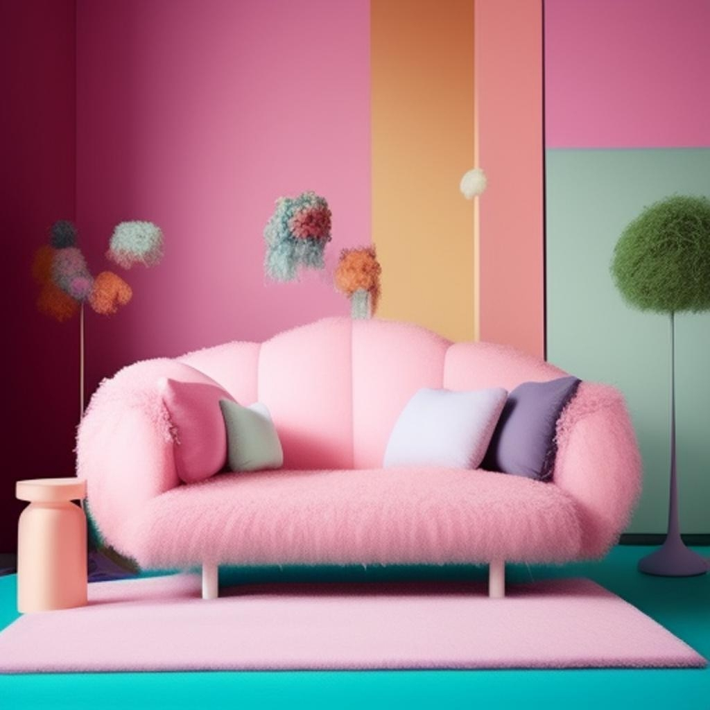 "Step into a study nook where creativity knows no bounds, inspired by the plush embrace of a whimsical fluffy sofa."