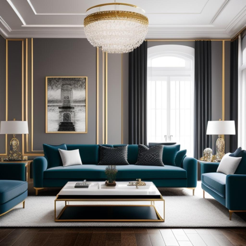 "Captivating European-inspired living room interior with chic design elements