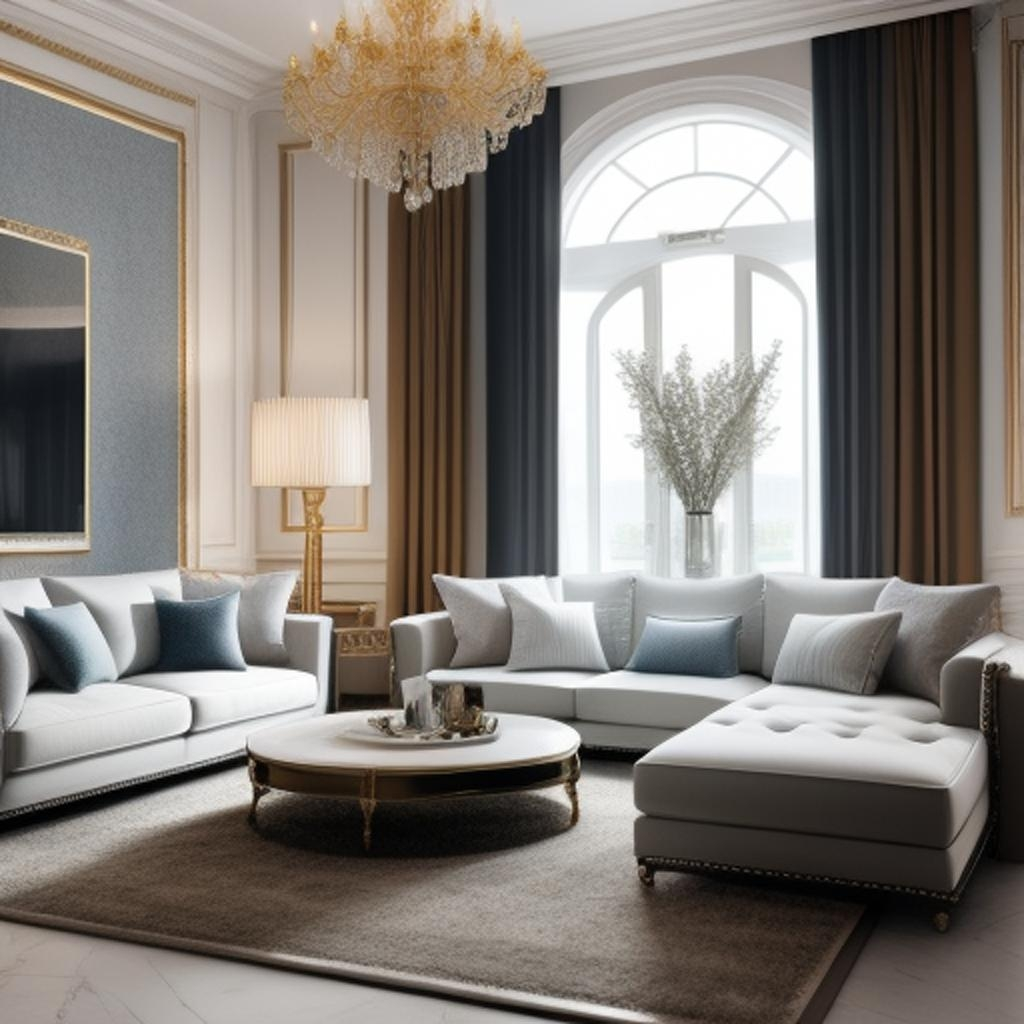 European flair meets perfection in this stunning living room interior – a visual delight.