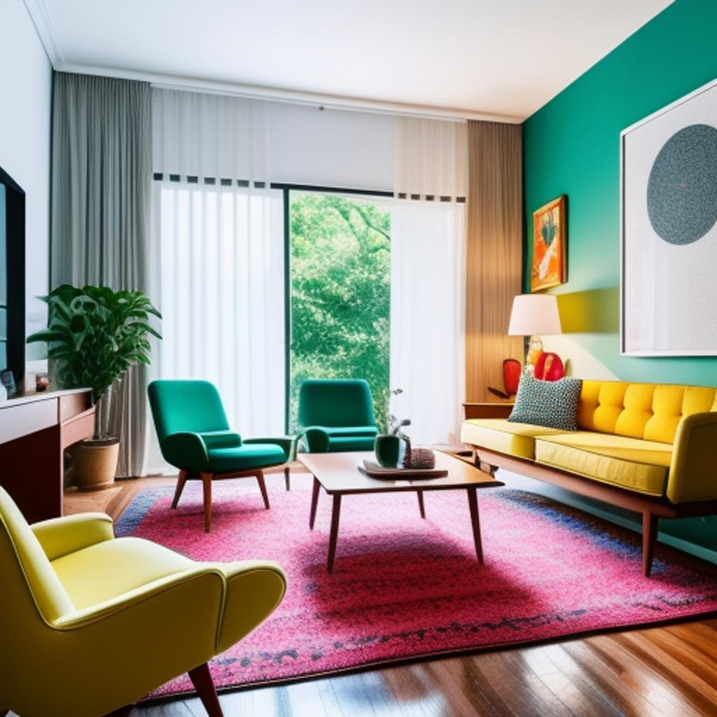Aesthetic appeal: Mid-century modern interior with dynamic patterns