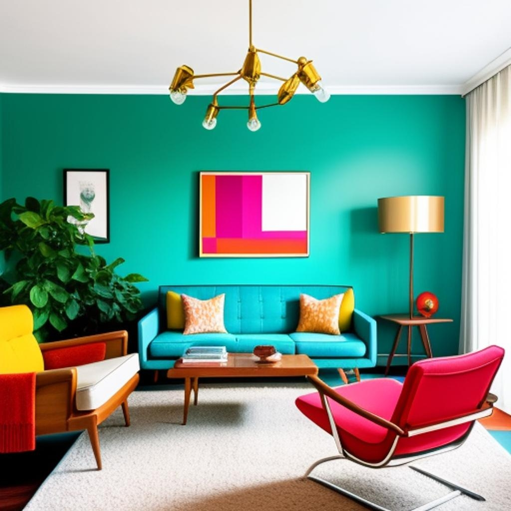 Ultra-realistic interior decor showcasing vibrant colors and patterns."