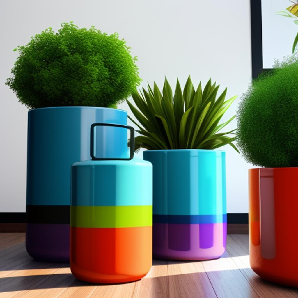 "A dazzling display of colorful pots and jars, adding a vibrant touch to high-quality interior design.